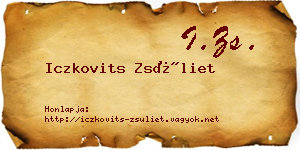 Iczkovits Zsüliet névjegykártya